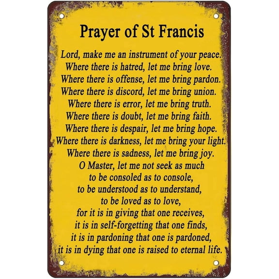 (2 Pack) Metal Tin Sign Prayer of St Francis Vintage Signs,Lord, Make Me An Instrument Of Your Peace Retro Poster Plaque for Man Cave Home Gate Garden Bars Cafes Office Store Club 8"x12"