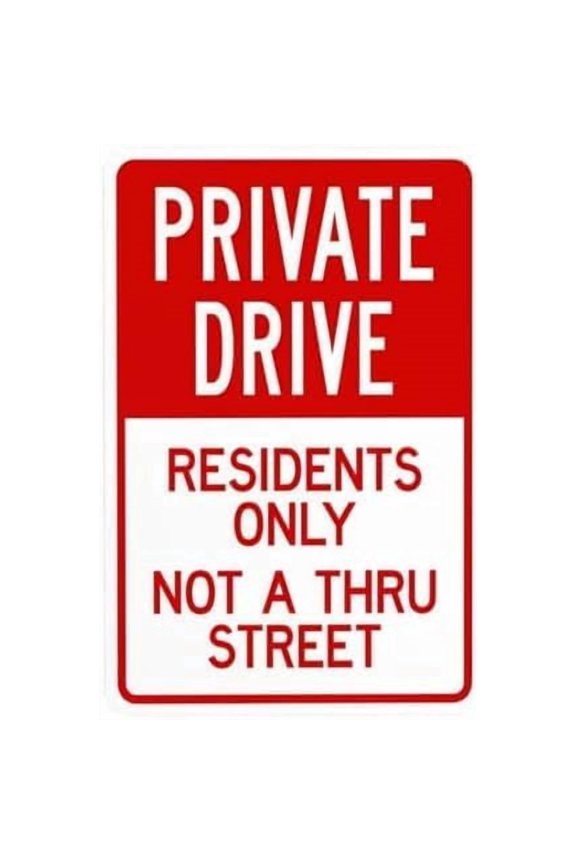 (2 Pack) Metal Tin Sign Private Drive Residents Only No Thru Street Warning Sign, Security Plaque for Business Home Road Garage Street, Driveway Sign, 8x12 Inch For Home Wall Art Decor Sign