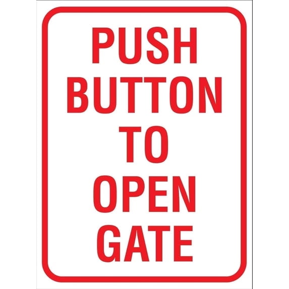 (2-Pack) Metal Tin Sign Push Button To Open Gate Rustproof Metal Tin Sign, Driveway Gate Entry Guide Plaque, Automatic Gate Operation Sign, 8x12 Inch