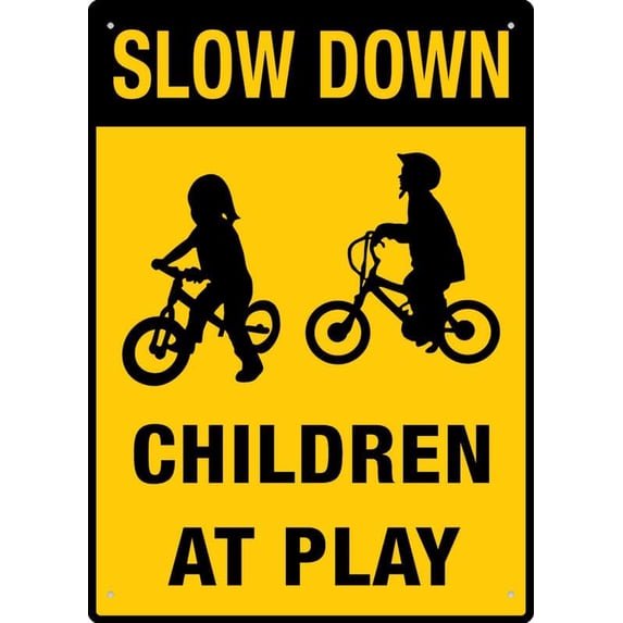 (2-Pack) Metal Tin Sign Slow Down Children At Play 12X8 Inch Aluminum Uv Ink Printed For House And Business