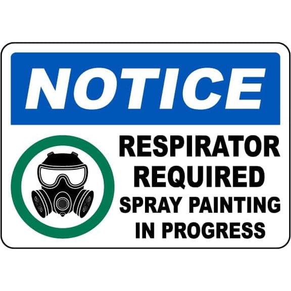 (2-Pack) Metal Tin Sign Spray Painting In Progress Respirator Required Sign Safety Signs Personal Protection Metal Tin 8 x 12 Inch for Home or Work