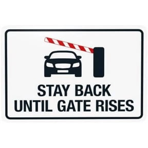(2-Pack) Metal Tin Sign Stay Back Until Gate Rises Warning Sign, Gate Security Signs for Home Business Outdoor Indoor Road Yard Garage Street Wall Safety Caution Custom Decor 12 x 8 Inch