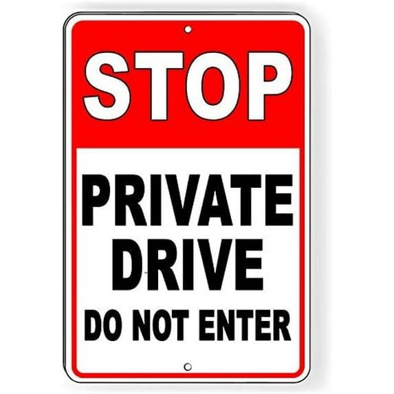 (2-Pack) Metal Tin Sign Stop Private Drive Do Not Enter Metal Sign Warning Property Road 12"x8"