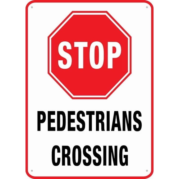 (2-Pack) Metal Tin Sign Tin Sign Stop Pedestrians 8"x12" Farm Garage Decor