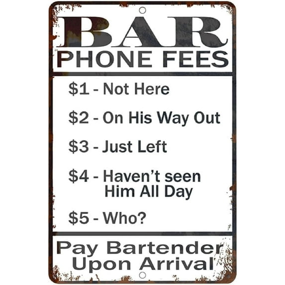 (2-Pack) Metal Tin Sign Tin Signs Bar Bar Phone Fees Vintage Metal Beer Iron Pain G Wall Decor Beer Bar Club Decor 8x12 Inch Sign