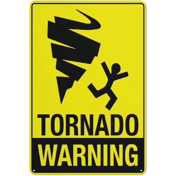 (2-Pack) Metal Tin Sign Tornado Warning Sign 12X8 Inch Sign Great For Garden And Yard Wall Decor