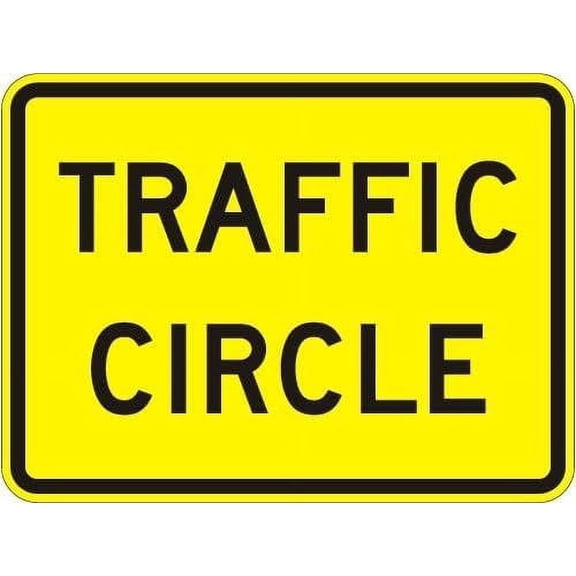 (2-Pack) Metal Tin Sign Traffic Circle (plaque) Traffic Warning Sign - 8x12 Inch - Caution Safety Security Indoor & Outdoor Home Office Work