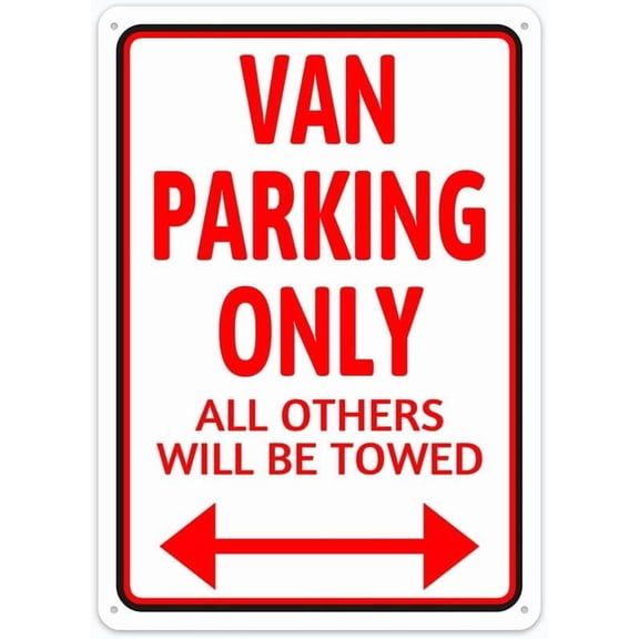 (2-Pack) Metal Tin Sign Van Parking Only All Others Will Be Towed Retro Vintage Sign Home Bar Pub Kitchen Restaurant Wall Deocr Plaque Signs 12X8 Inch