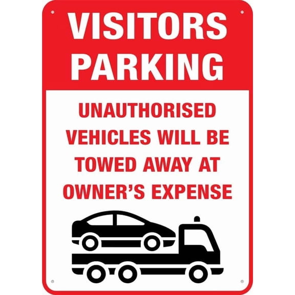 (2-Pack) Metal Tin Sign Visitors Parking Unauthorised Vehicles Will Be Towed Away At Owner S Expense 12X8 Inch Uv Ink Printed For House And Business