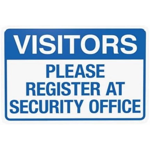 (2-Pack) Metal Tin Sign Visitors Please Register At Security Office Warning Sign, Visitor Security Signs for Home Business Road Yard Garage Street Wall Safety Decor 12 x 8 Inch