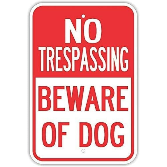 (2-Pack) Metal Tin Sign Wall Decor Traffic Signs - No Trespassing Beware of Dog Signs Warning 12 X 8 Sign Street Weather Approved Sign 0.04 Thickness Printed