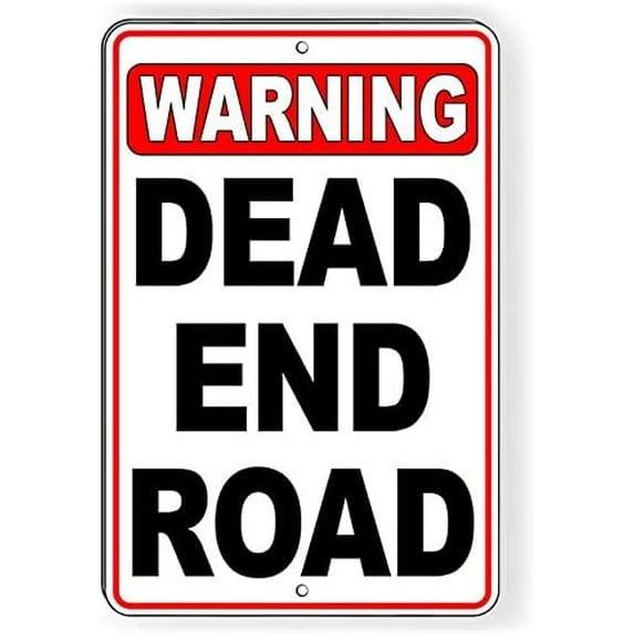 (2-Pack) Metal Tin Sign Warning Dead End Road Sign Metal Sign Wall Decor 12"x8"