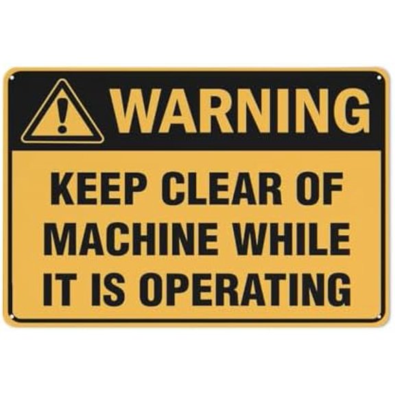 (2-Pack) Metal Tin Sign Warning Keep Clear Of Machine While It Is Operating Sign 12X8 Inch Uv Ink Printed For House And Business