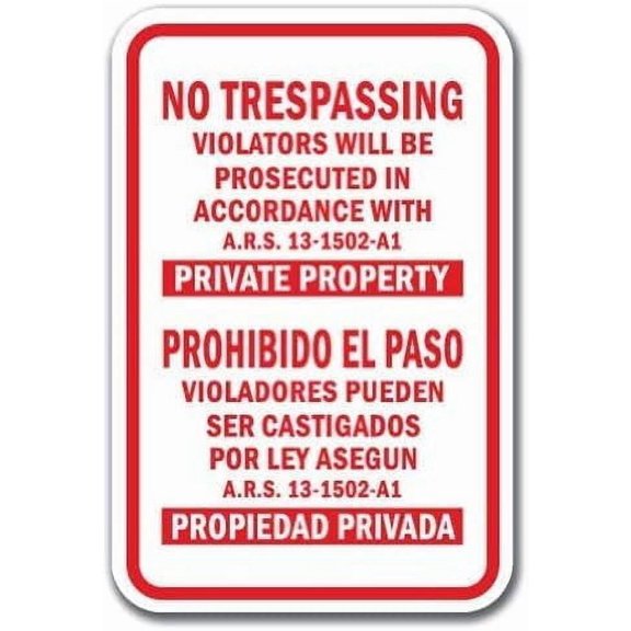 (2-Pack) Metal Tin Sign Warning Plaque Wall Decor No Trespassing Violators Will Be Prosecuted in Accordance with Private Property Sign Decoration Sign Road Sign Business Sign 8 X 12 Inch
