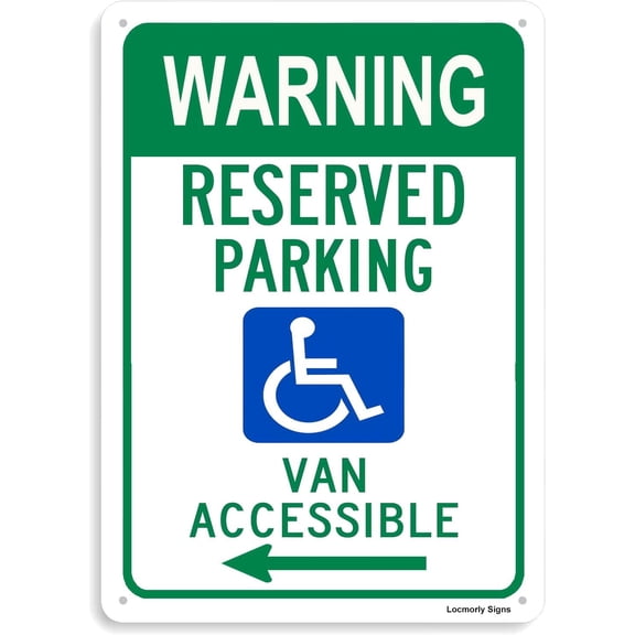 (2-Pack) Metal Tin Sign Warning Reserved Parking Sign, 8x12 Inch, Handicap Parking Van Accessible Sign