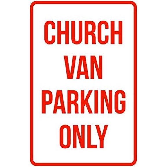 (2-Pack) Metal Tin Sign Warning Sign Church Van Parking Only Church Sign Parking Sign Safety Traffic Sign Notice Sign 12X8 Inches Metal Tin Sign