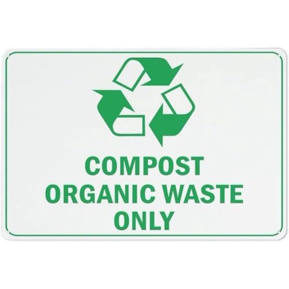 (2-Pack) Metal Tin Sign Warning Sign - Compost Organic Waste Only, Outdoor Printed Sign, Weatherproof, Restricts to Organic Waste, for Composting Areas, 12X8 Inch