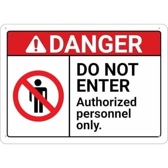 (2-Pack) Metal Tin Sign Warning Sign - Danger Do Not Enter Authorized Personnel Only, Sign , for Garden, Yard Wall Decor, 12X8 Inch