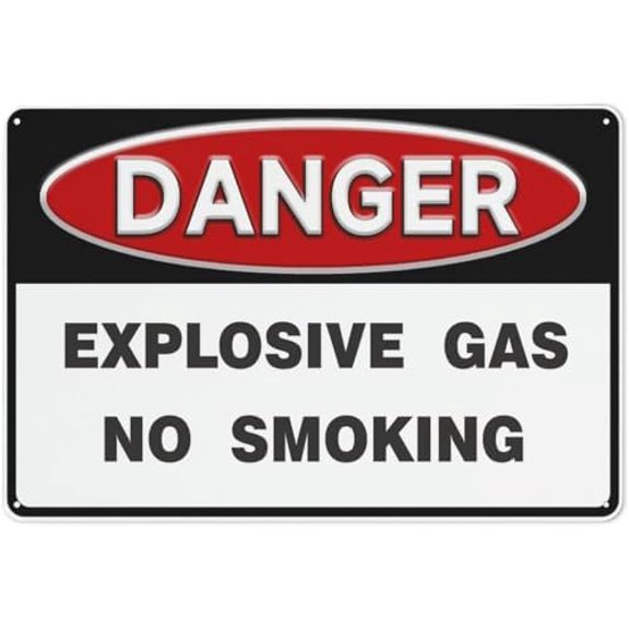 (2-Pack) Metal Tin Sign Warning Sign - Danger Explosive Gas No Smoking, Durable Warning Sign, for Garage, Warehouse, Industrial Decor, 12X8 Inch
