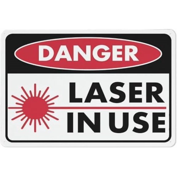 (2-Pack) Metal Tin Sign Warning Sign - Danger Laser in Use, Outdoor Durable Warning Sign, for Workplace, Garage, Warehouse, Industrial Decor, 12X8 Inch