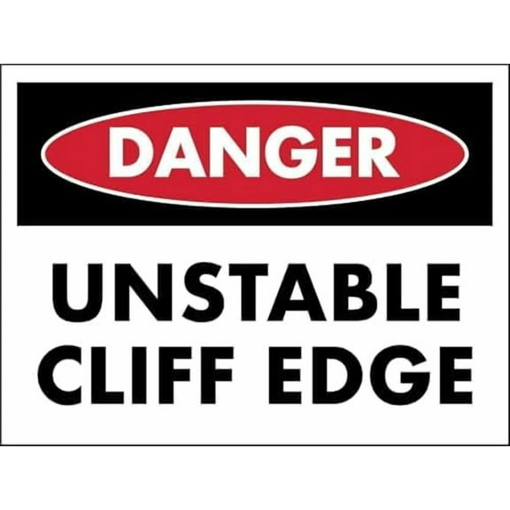 (2-Pack) Metal Tin Sign Warning Sign - Danger Unstable Cliff Edge, Sign , for Cliff Areas, Outdoor Spaces, 12X8 Inch