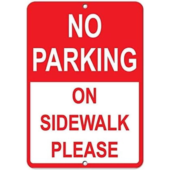 (2-Pack) Metal Tin Sign Warning Sign No Parking On Sidewalk Please Parking Sign Business Sign 12X8 Inches Aluminum Metal Tin Sign