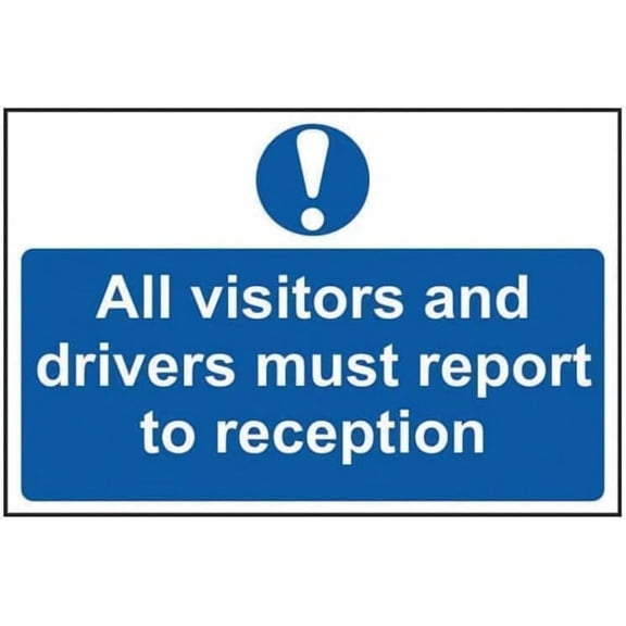 (2-Pack) Metal Tin Sign Warning Sign - All Visitors Drivers Must Report to Reception, Site Sign, Notice Danger Warning for Outdoor & Indoor Reception Areas, 12X8 Inch