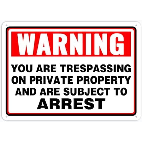 (2-Pack) Metal Tin Sign Warning Sign You Are Trespassing On Private Property And Are Subject To Arrest Caution Warning Notice Aluminium 12"X8" Sign Plate