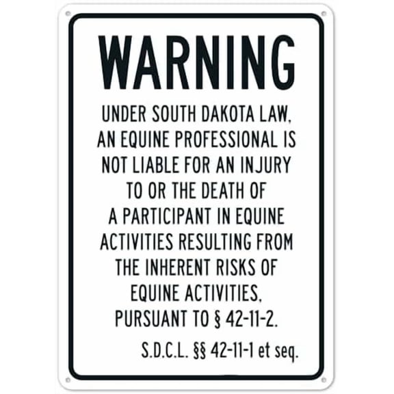 (2-Pack) Metal Tin Sign Warning Under South Dakota Law An Equine Professional Is Not Liable Sign, Recreational Signs NO.5284 Sign 8x12 Inch - Clear Warning for Home & Business Use
