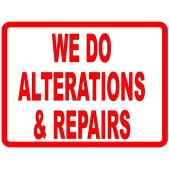 (2-Pack) Metal Tin Sign We Do Alterations & Repairs Sign - Business 8"x12" Metal Sign Plaque for Man Cave, Yard, Indoor or Outdoor Display