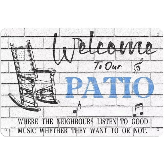 (2-Pack) Metal Tin Sign Welcome to Our Patio Metal Sign Vintage Patio Wall Decor Patio Signs for Farmhouse Front Porch Decorations 8x12 Inch