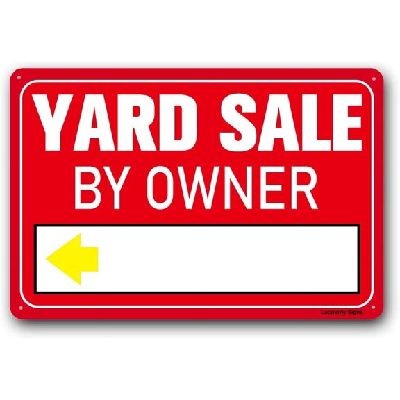 (2-Pack) Metal Tin Sign Yard Sale By Owner Sign, 8x12 Inch, Aluminum Yard Sign