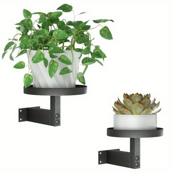 ​"2-Pack Metal Wall  Holders - Wall-Mounted Cylindrical Planters for Indoor  - Space-Saving for Living Room & Patio