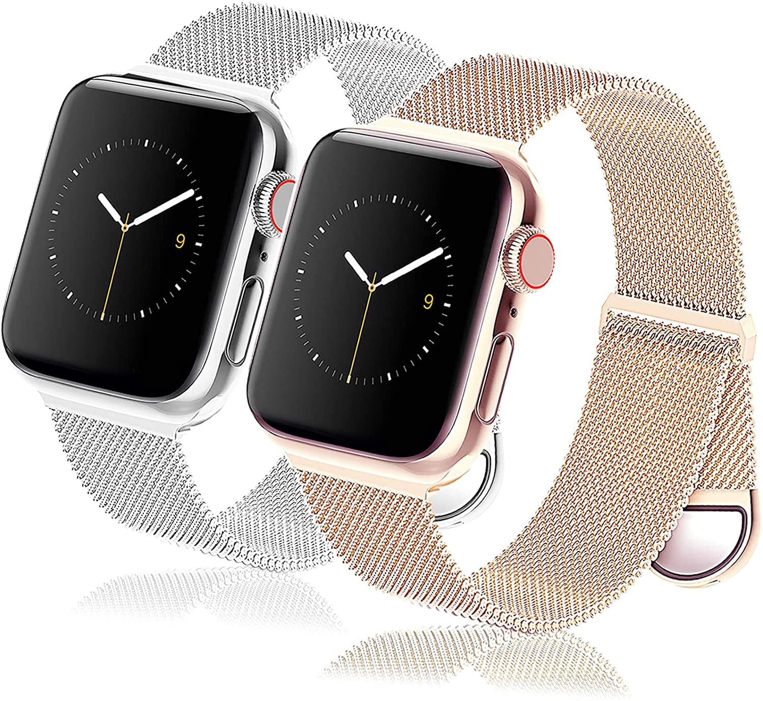 MioHHR Slim Metal Bands Compatible with Apple Watch Band Series 9/ 8/7(45mm 41mm),Series SE 6/5/4(40mm 44mm),Series 3/2 /1(38mm 42mm), Ultra 2 1