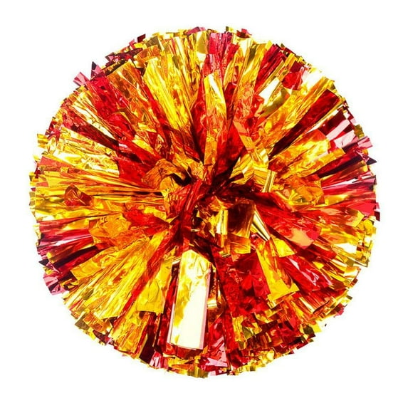 2 Pack Metallic Foil Cheerleader Pom Poms,Premium Cheerleader Pompoms Kit for Sports Party Dance Team Accessories