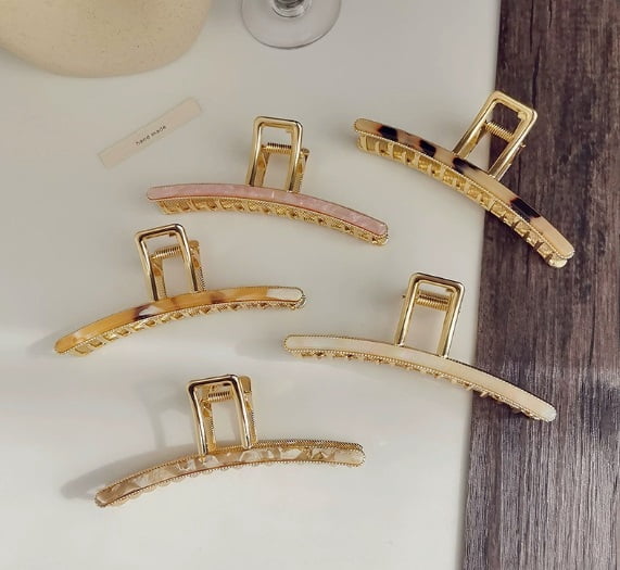 2-Pack Metallic Minimalist Hair Clips - Strong Hold for Thick Hair, Elegant Design for Everyday Use