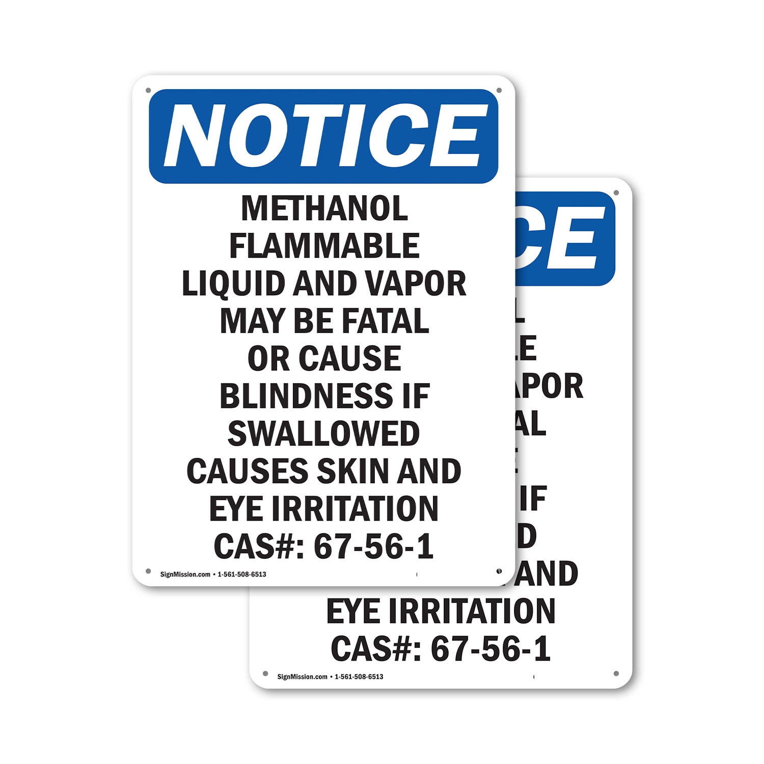 (2 Pack) Methanol Flammable Liquid And OSHA Notice Sign 10 Inch X 14 ...