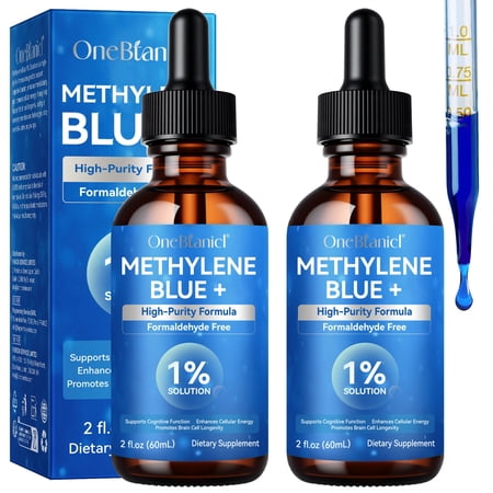 2 Pack Methylene Blue 1% Solution, Dietary Supplement, Easy to Take, 2 fl oz