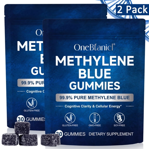 2 Pack Methylene Blue Gummies, USP Grade, Cognitive Support, 30 Count