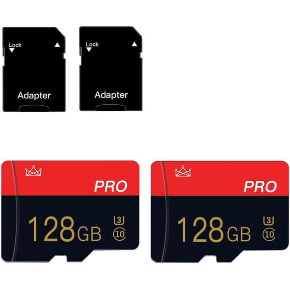 2 Pack Micro Memory Card 128GB Class 10 with Adapter High Speed Memory Card for Tablet, Drone