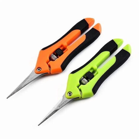 2 Pack Micro Tip Florist Pruning Shears with Titanium Coated Non-Stick Stainless Steel Curved Blades and Straight Blades