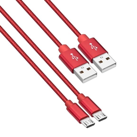 [2 Pack] Micro USB Cable 2FT, ROFAY USB A Male to Micro USB Sync Charging Android Phone Charger Cable Compatible with PS4, Galaxy S7 Edge/S7/S6,Note 5 4,, Red