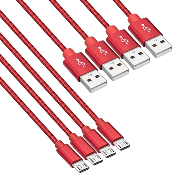 Micro USB Cable 4FT, ROFAY USB A Male to Micro USB Sync Charging Android Phone Charger Cable Compatible with PS4, Galaxy S7 Edge/S7/S6,Note 5 4, Red