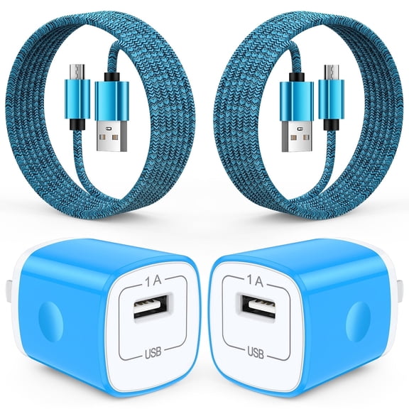 2 Pack Micro USB Cable with Android Charger, Hootek 6FT USB A to micro cable High Speed Fast Charging Cable, usb cable micro with USB Wall Charger Fast Charger Adapter Plug, android charger block