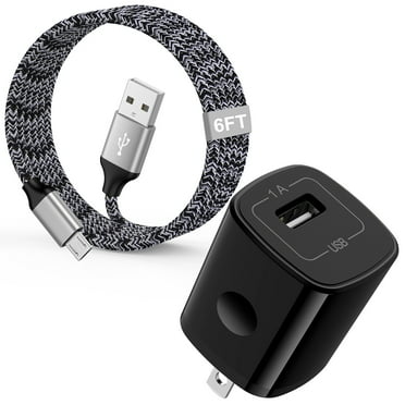 Micro USB Cable with Android Charger, Hootek 6FT USB A to micro cable High Speed Fast Charging Cable, usb cable micro with USB Wall Charger Fast Charger Adapter Plug, android charger block, Black
