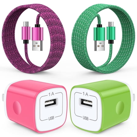 2 Pack Micro USB Cable with Android Charger, Hootek 6FT USB A to micro cable High Speed Fast Charging Cable, usb cable micro with USB Wall Charger Fast Charger Adapter Plug, android charger block