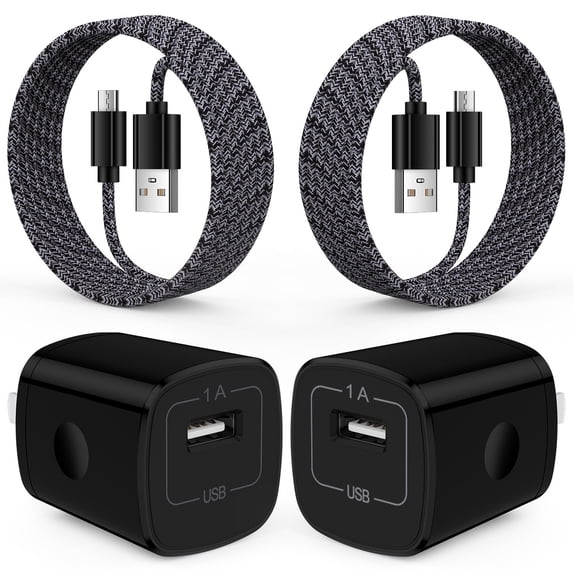 2 Pack Micro USB Cable with Android Charger, Hootek 6FT USB A to micro cable High Speed Fast Charging Cable, usb cable micro with USB Wall Charger Fast Charger Adapter Plug, android charger block