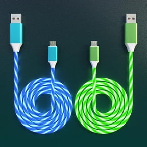 2 Pack Micro USB Cable Android Charger, Led Light Up Glowing Micro USB Fast Charging Cord for Android and Other Micro USB Devices(3.3ft,Blue & Green)