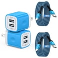 thumbnail image 1 of 2 Pack Micro USB Charger, USB A to Micro Cable 6FT with USB Wall Charger, Android Charger Block Fast Charging Cable for Kindle, E-Reader, Samsung J8 J7 Pro S6S7, Droid Cord AC Power Adapter, Blue, 1 of 9