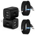 thumbnail image 1 of 2 Pack Micro USB Charger, USB A to Micro Cable 6FT with USB Wall Charger, Android Charger Block Fast Charging Cable for Kindle, E-Reader, Samsung J8 J7 Pro S6S7, Droid Cord AC Power Adapter, Black, 1 of 8